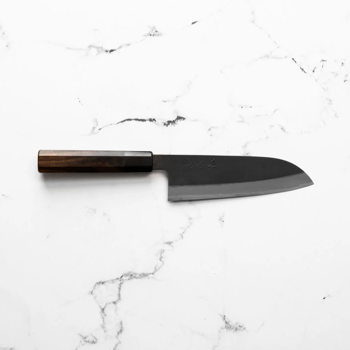 Mutsumi Hinoura Ajikataya White 2 Santoku 165mm - Rosewood & Black Horn - Image 4