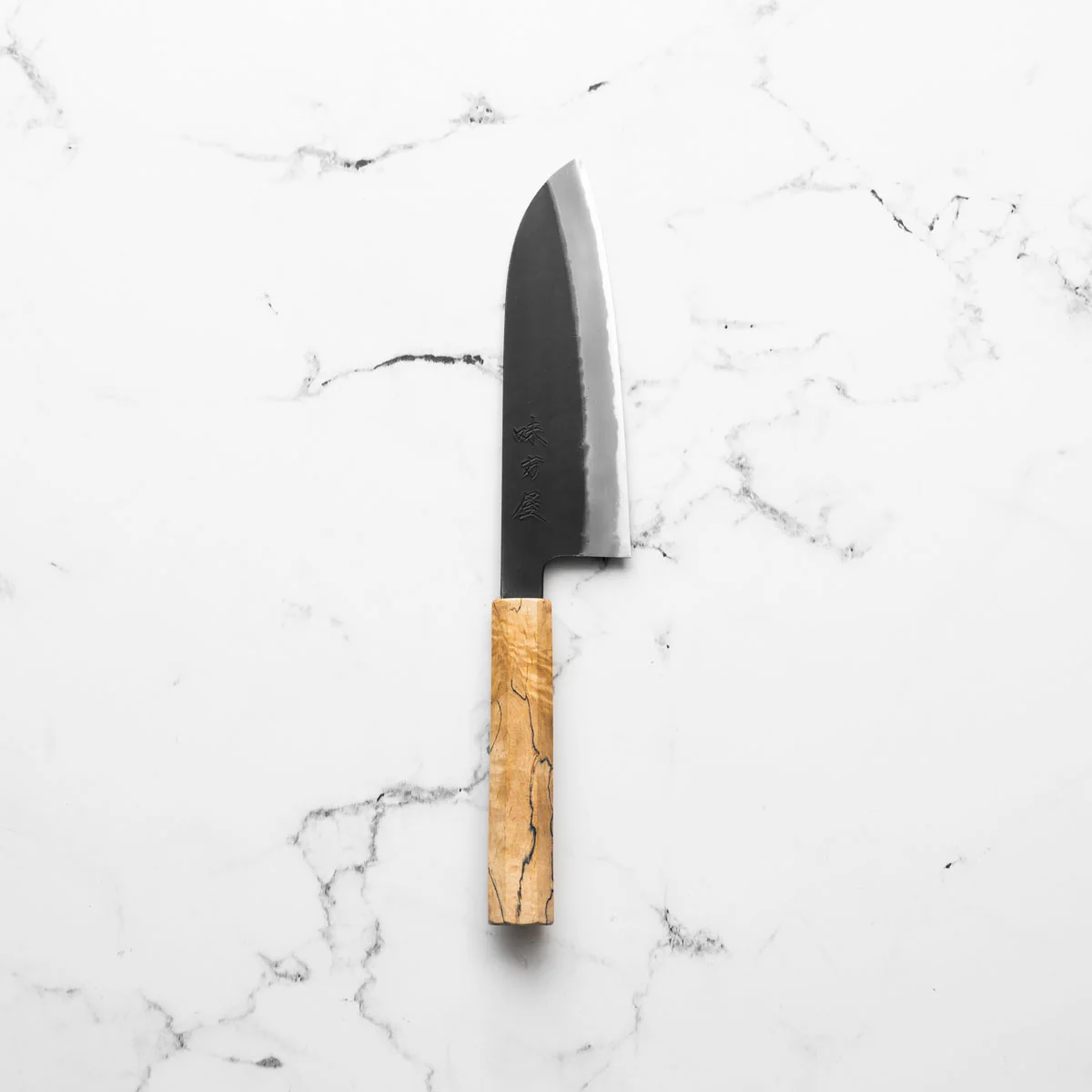 Mutsumi Hinoura Ajikataya White 2 Santoku 165mm - Spalted Maple - Image 3