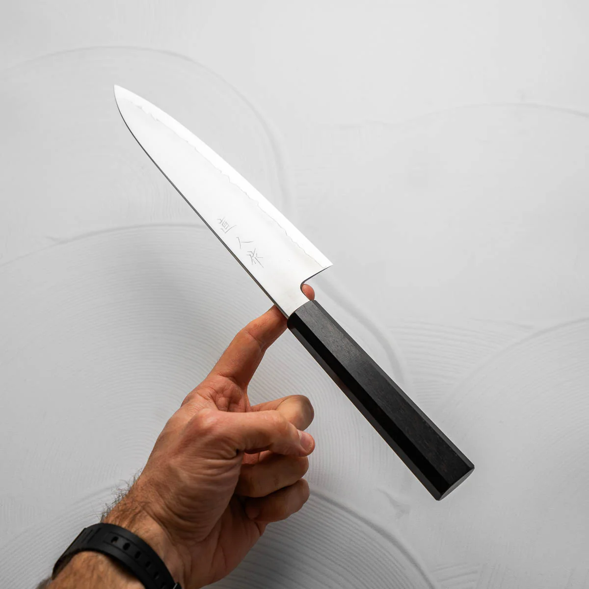 Myojin Riki Seisakusho Cobalt Special Gyuto 210mm w/Saya - Ebony - Image 2