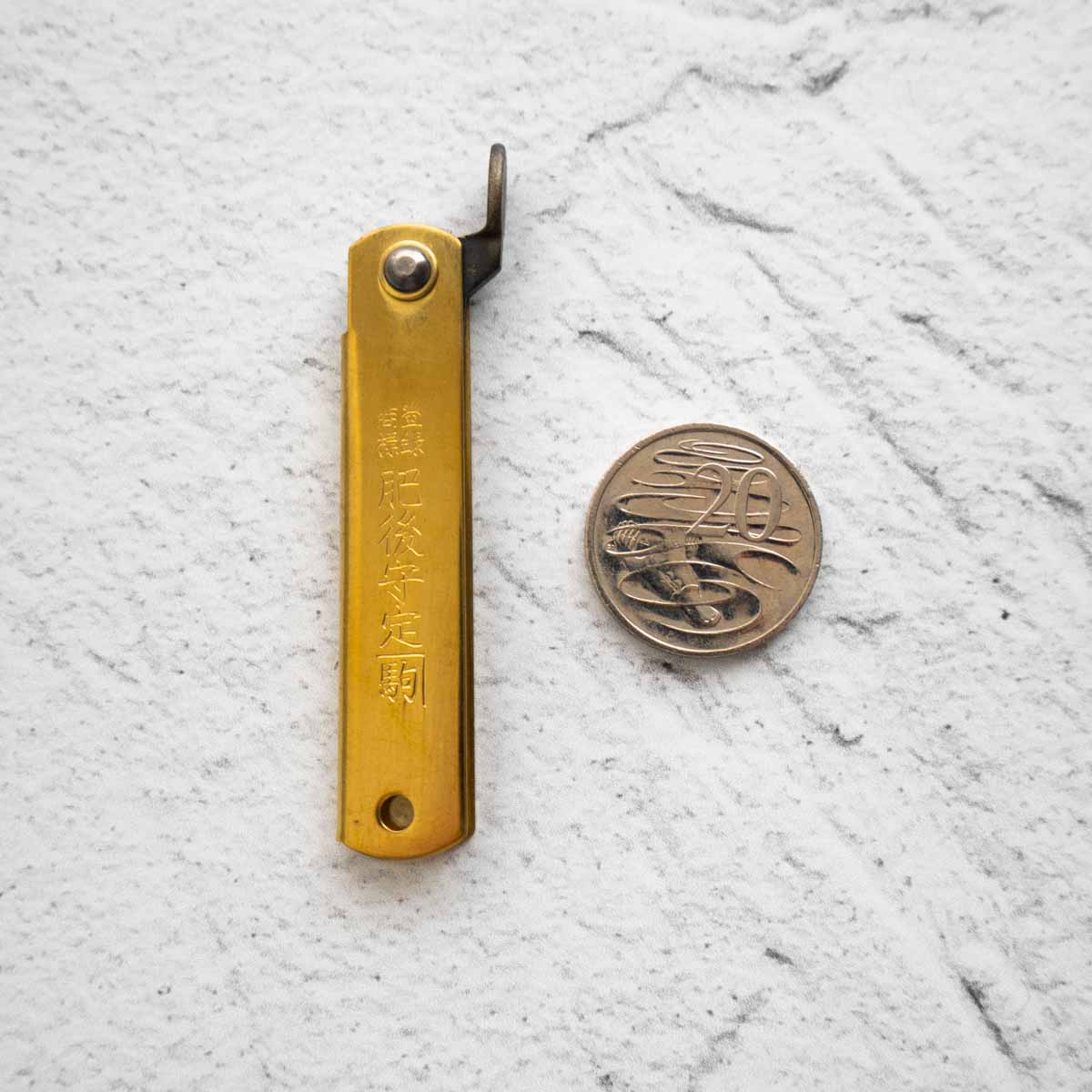 Nagao Kanekoma Higonokami Aogami Brass - Pocket Size - Image 3