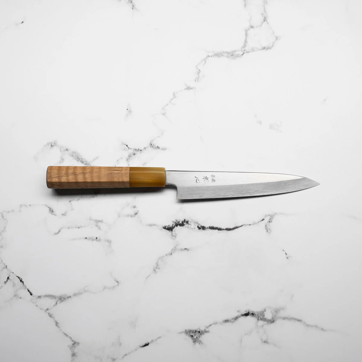 Nakagawa Satoshi (Hatsukokoro) Blue 1 Damascus Petty 150mm - Double Blonde - Image 3