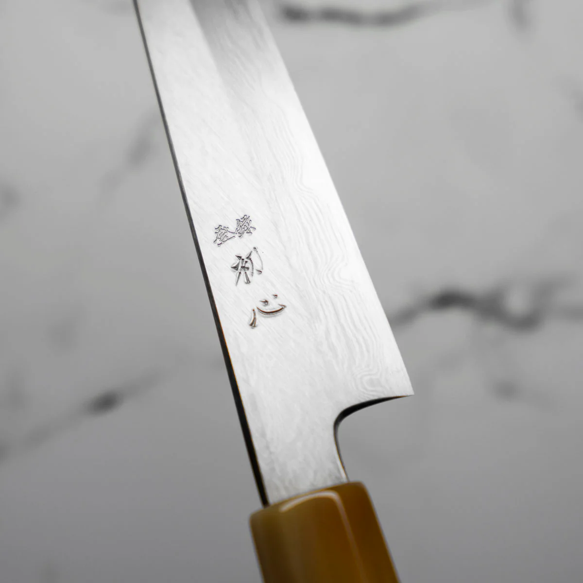 Nakagawa Satoshi (Hatsukokoro) Blue 1 Damascus Petty 150mm - Double Blonde - Image 4