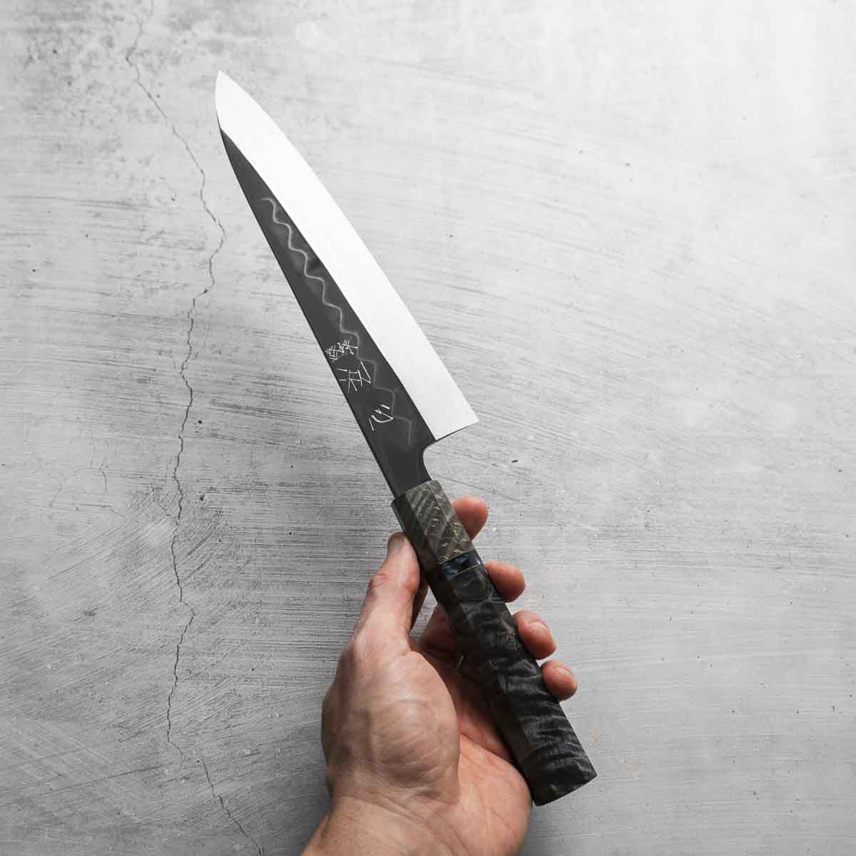 Hatsukokoro x Nakagawa White 3 Honyaki Mirror Finished Gyuto 210mm - Dark Maple - Image 7