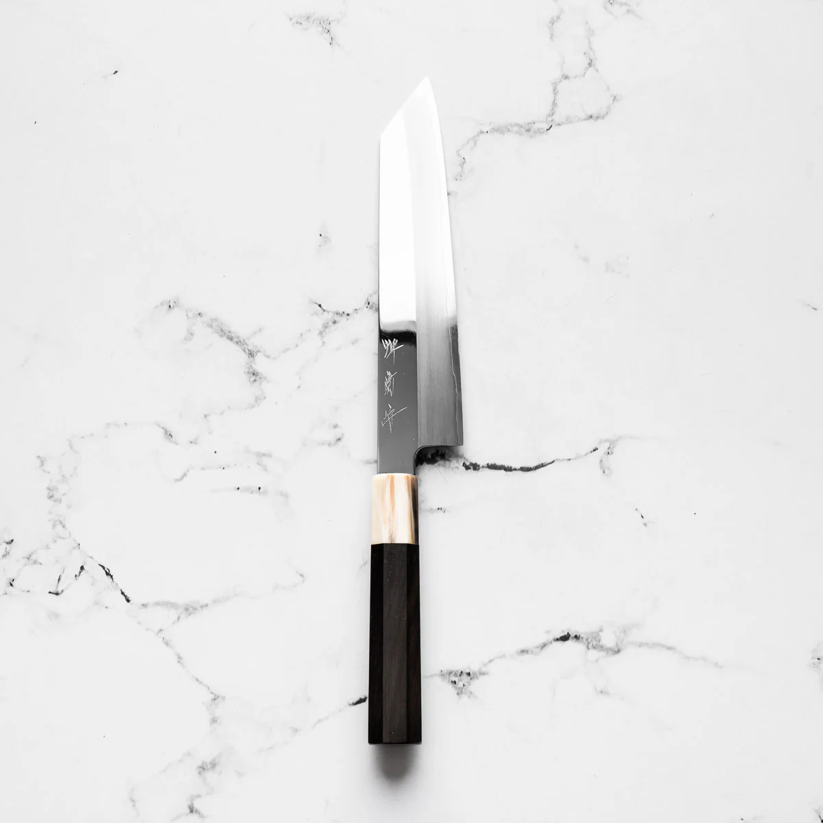 Nakagawa x Sakai Kikumori SG2 Mirror Kiritsuke Gyuto 210mm - Ebony and Blonde - Image 3