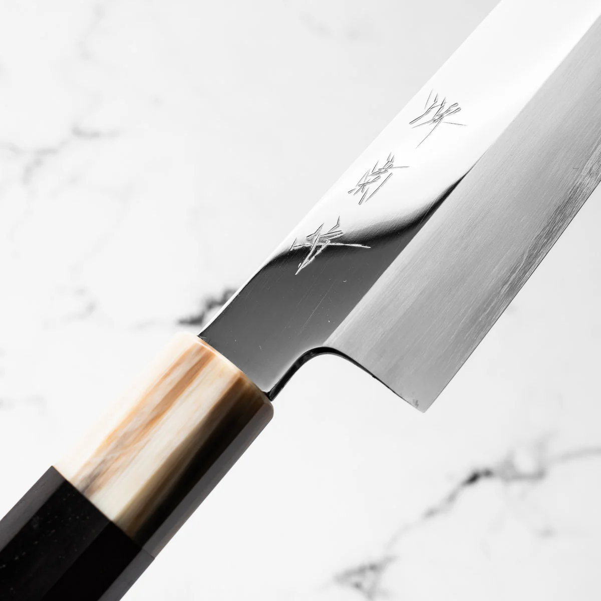 Nakagawa x Sakai Kikumori SG2 Mirror Kiritsuke Gyuto 210mm - Ebony and Blonde - Image 5