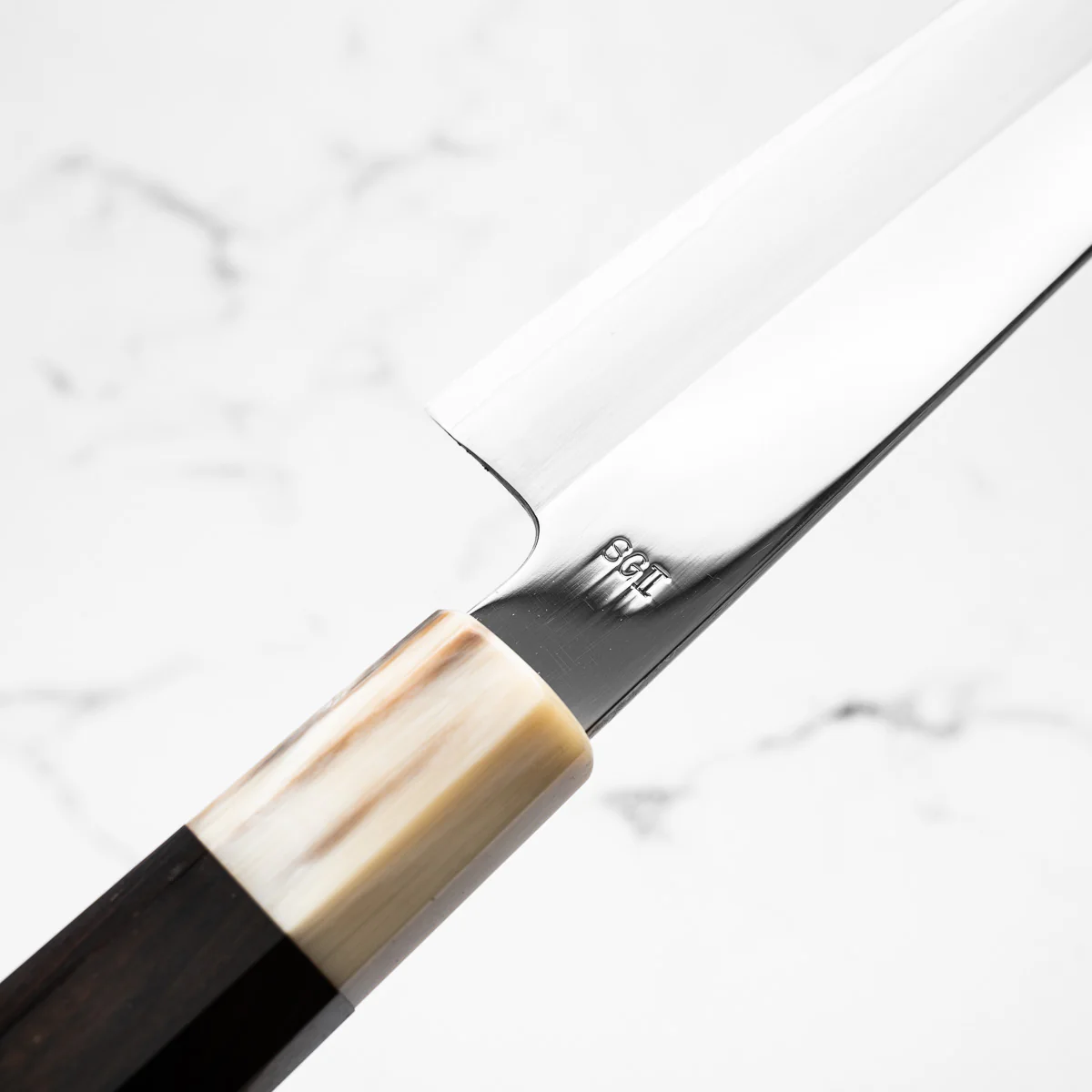 Nakagawa x Sakai Kikumori SG2 Mirror Kiritsuke Gyuto 210mm - Ebony and Blonde - Image 6
