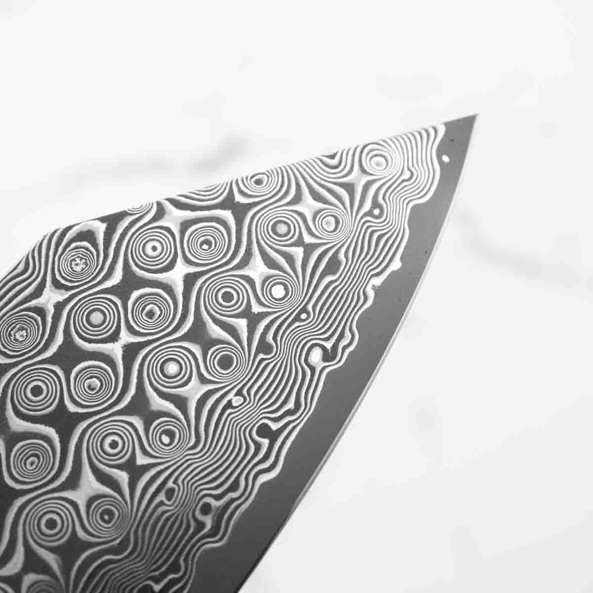 Nigara Hamono "Anmon" SG2 Damascus Bunka 180mm - Dark Carbon Fibre - Image 7