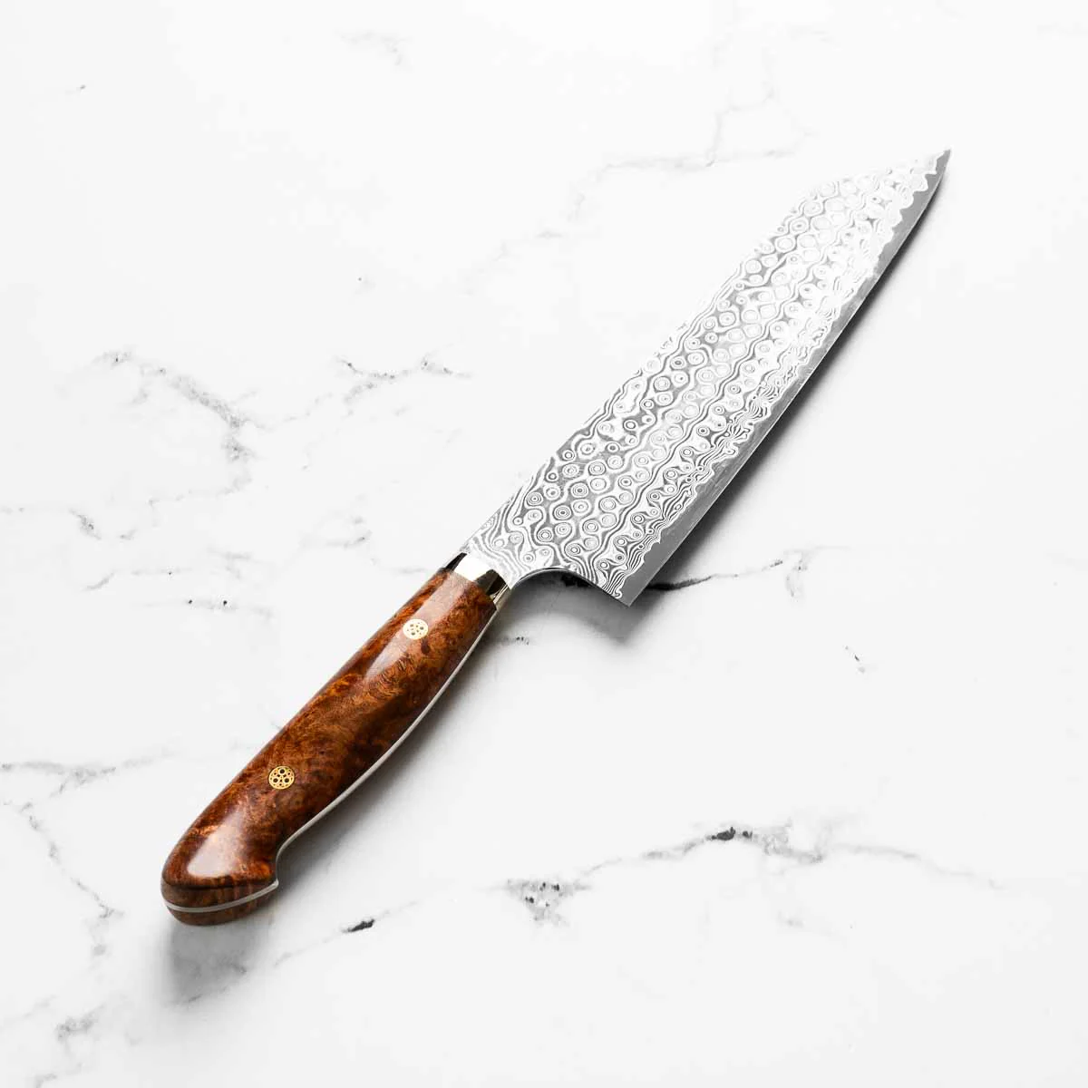 Nigara Hamono "Anmon" SG2 Damascus Kiritsuke Gyuto 240mm - Western Karin Handle - Image 2