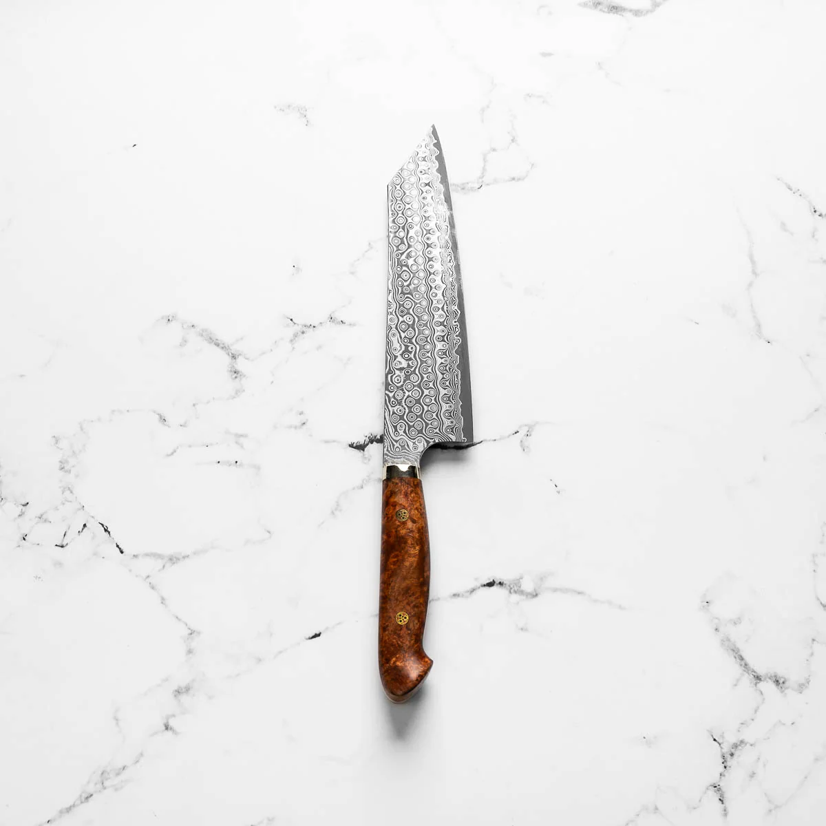 Nigara Hamono "Anmon" SG2 Damascus Kiritsuke Gyuto 240mm - Western Karin Handle - Image 3