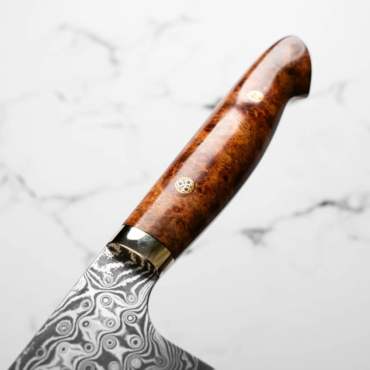 Nigara Hamono "Anmon" SG2 Damascus Kiritsuke Gyuto 240mm - Western Karin Handle - Image 6
