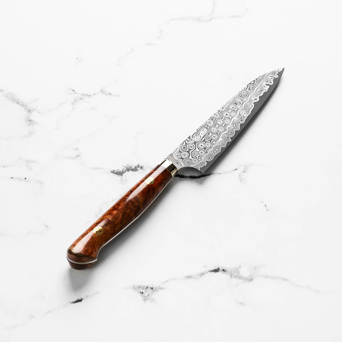 Nigara Hamono "Anmon" SG2 Damascus Petty 150mm - Western Karin Handle - Image 2