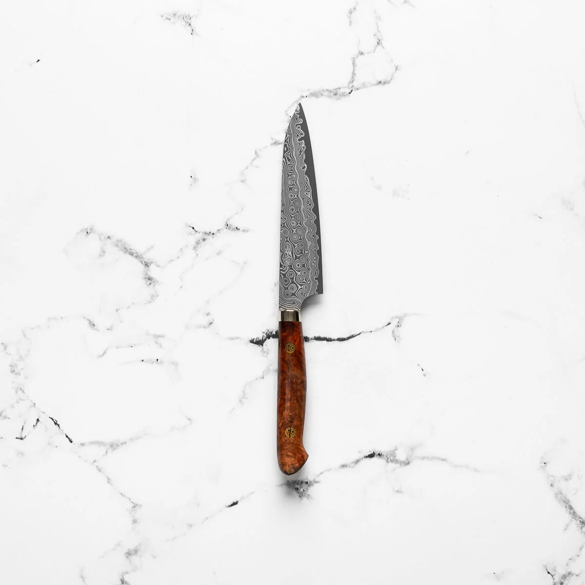 Nigara Hamono "Anmon" SG2 Damascus Petty 150mm - Western Karin Handle - Image 3
