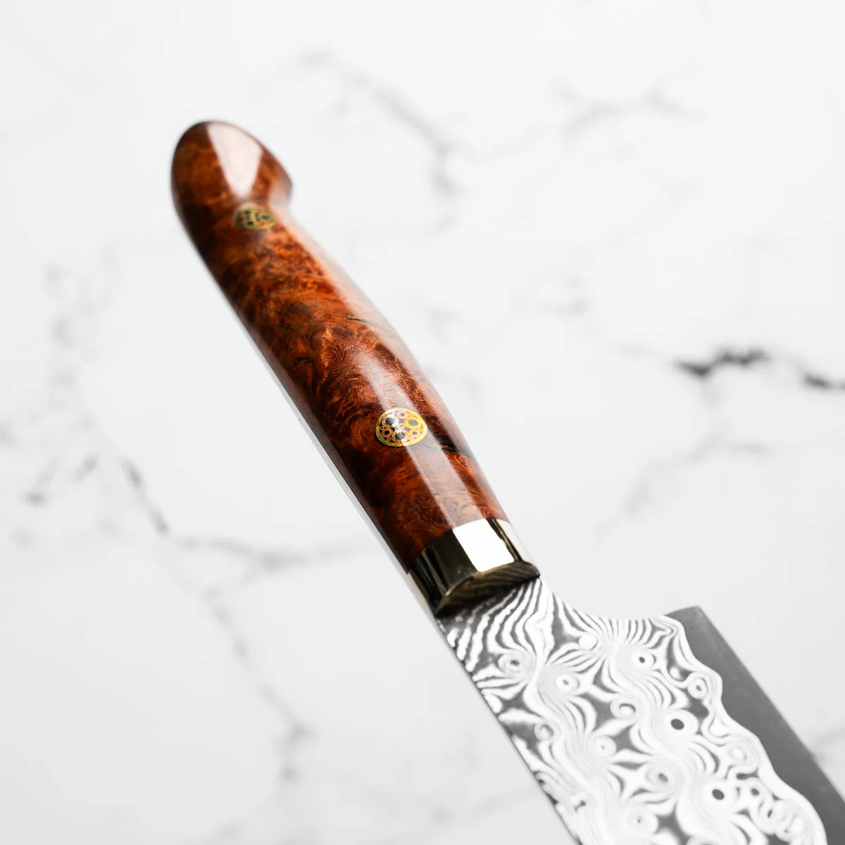 Nigara Hamono "Anmon" SG2 Damascus Petty 150mm - Western Karin Handle - Image 6