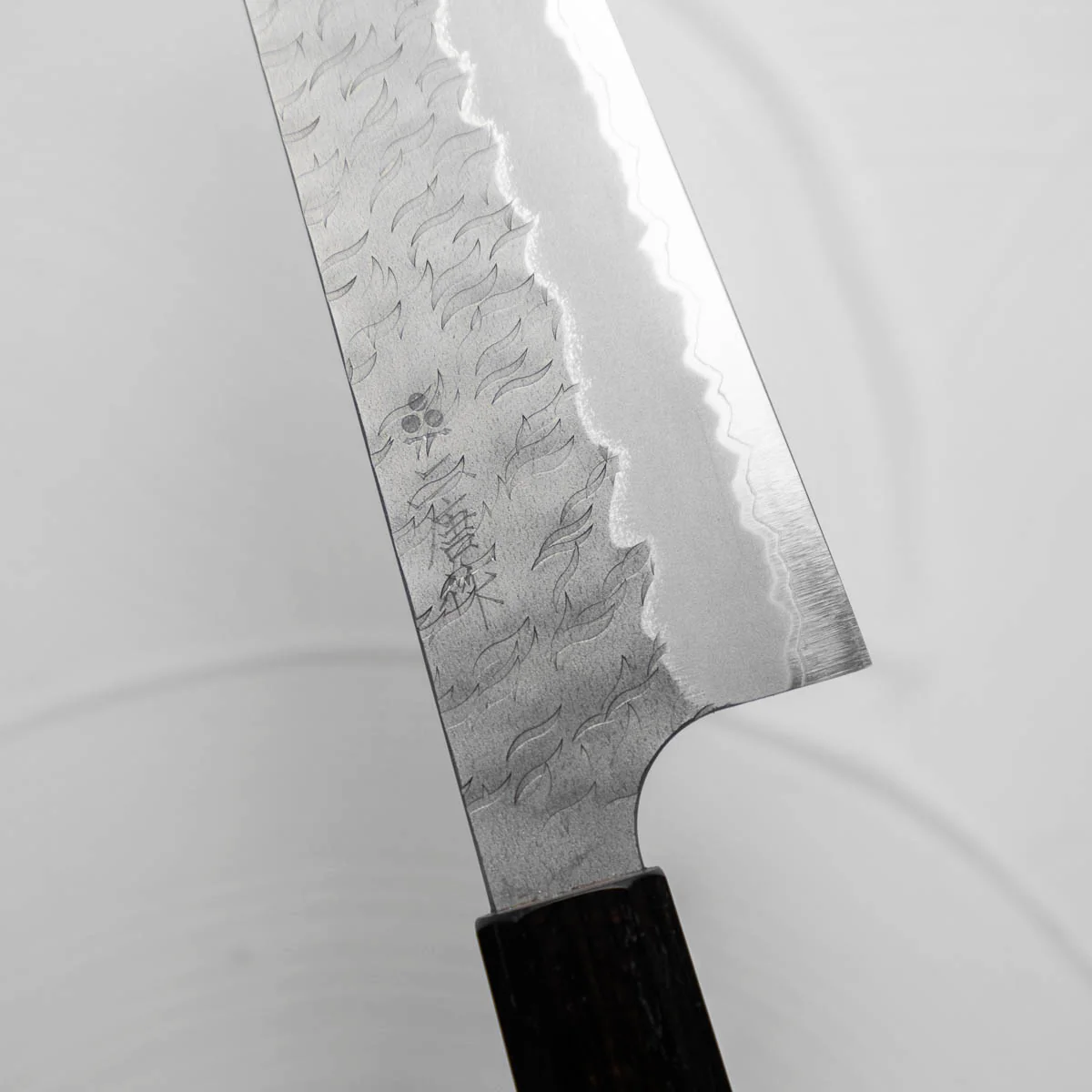 Nigara Hamono Blue Super Migaki Tsuchime Gyuto 210mm - Ebony - Image 6