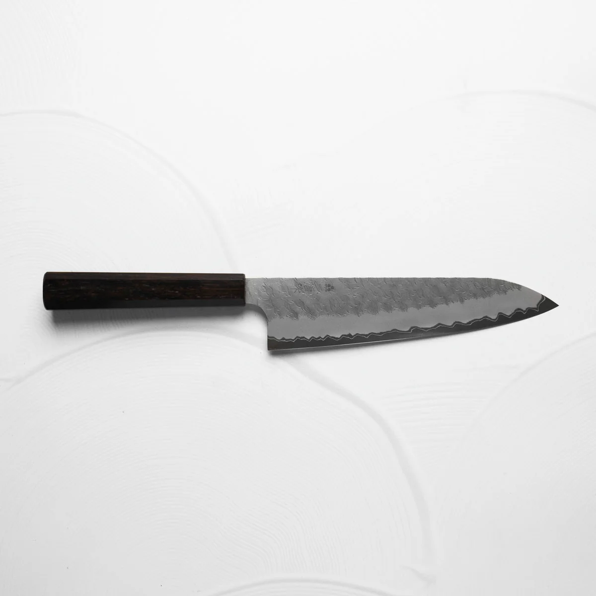 Nigara Hamono Blue Super Migaki Tsuchime Gyuto 210mm - Ebony - Image 7