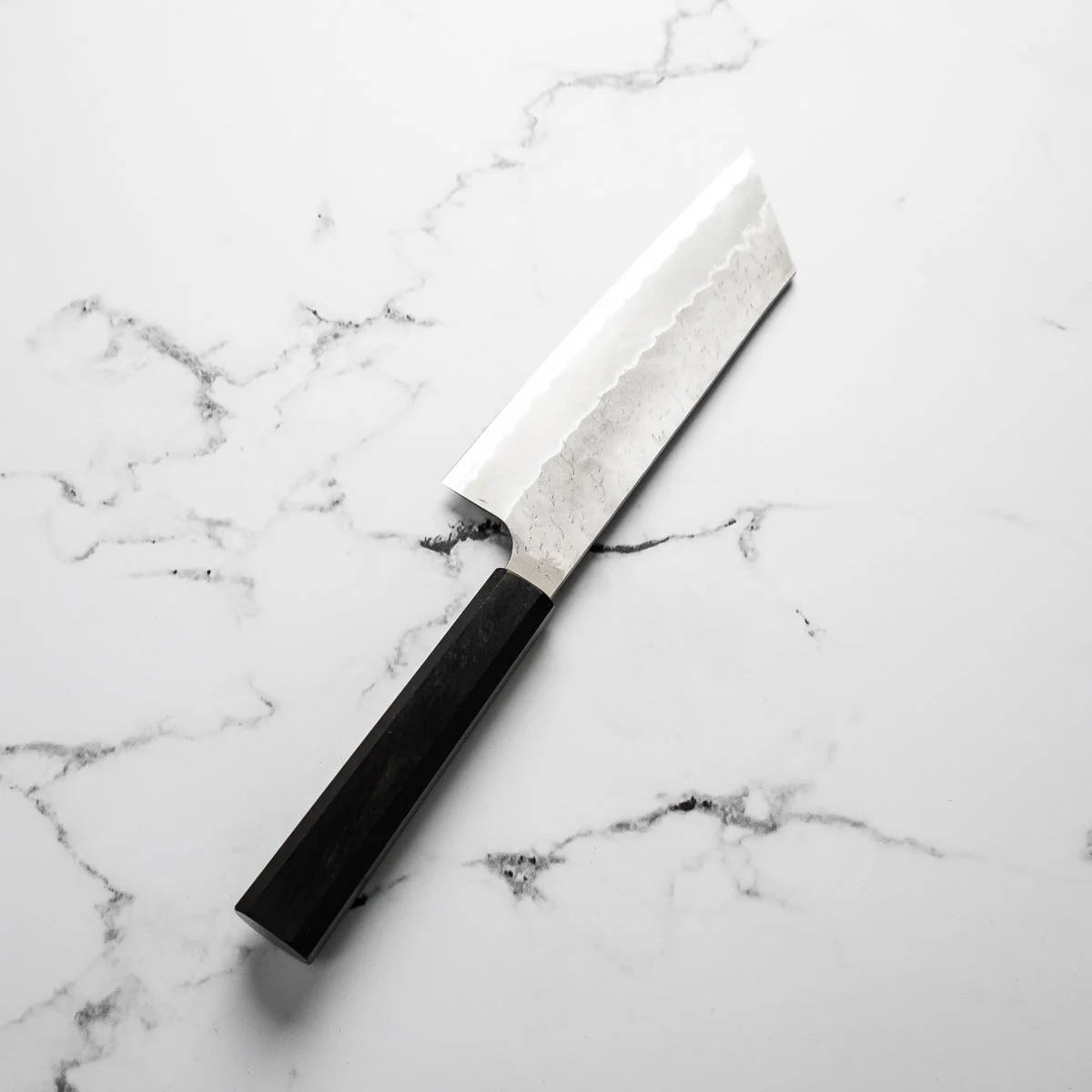 Nigara Hamono Blue Super Migaki Kiritsuke Nakiri 180mm - Ebony - Image 2