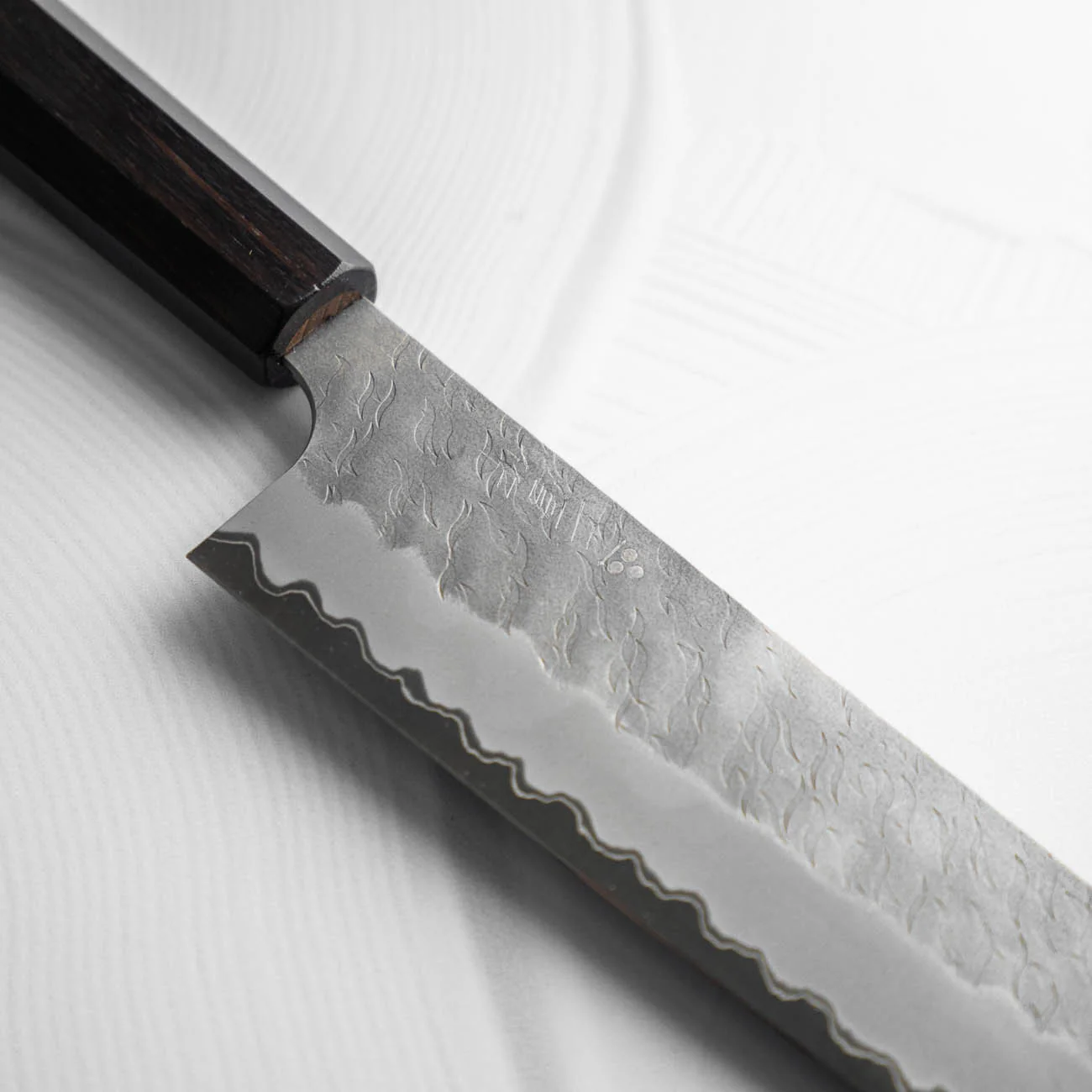 Nigara Hamono Blue Super Migaki Tsuchime Gyuto 240mm - Ebony - Image 6