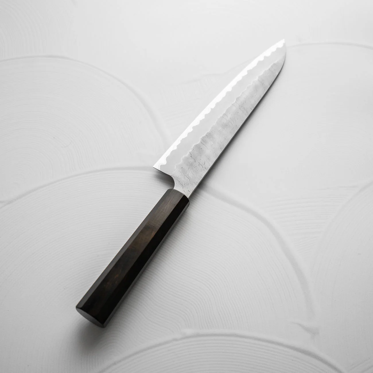 Nigara Hamono Blue Super Migaki Tsuchime Gyuto 240mm - Ebony - Image 8