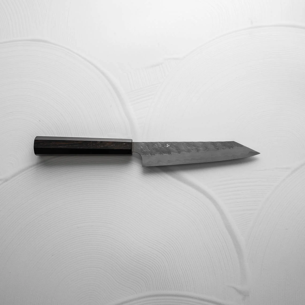 Nigara Hamono Blue Super Migaki Tsuchime Kiritsuke Petty 150mm - Ebony - Image 5