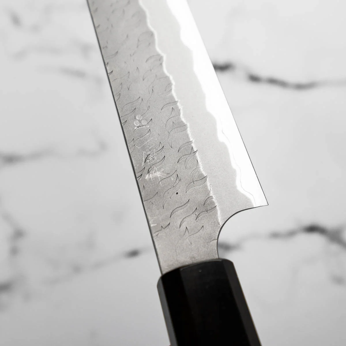 Nigara Hamono Blue Super Migaki Tsuchime Kiritsuke Sujihiki 255mm - Ebony - Image 8