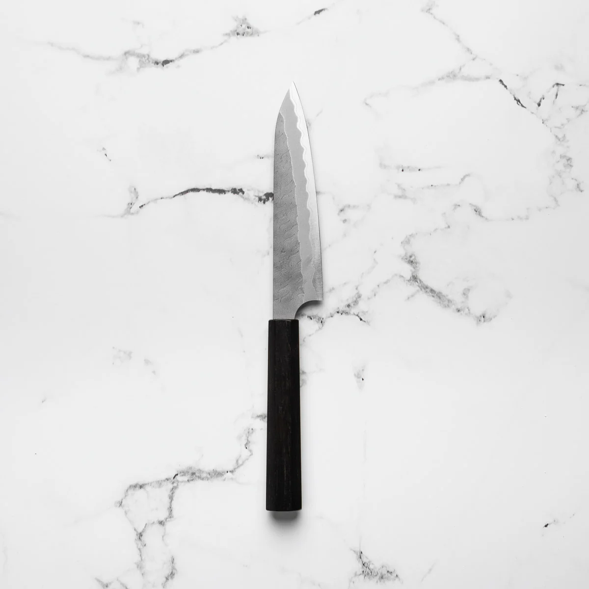 Nigara Hamono Blue Super Migaki Tsuchime Petty 150mm - Ebony - Image 3