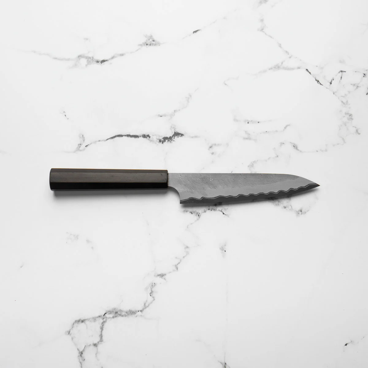 Nigara Hamono Blue Super Migaki Tsuchime Petty 150mm - Ebony - Image 5
