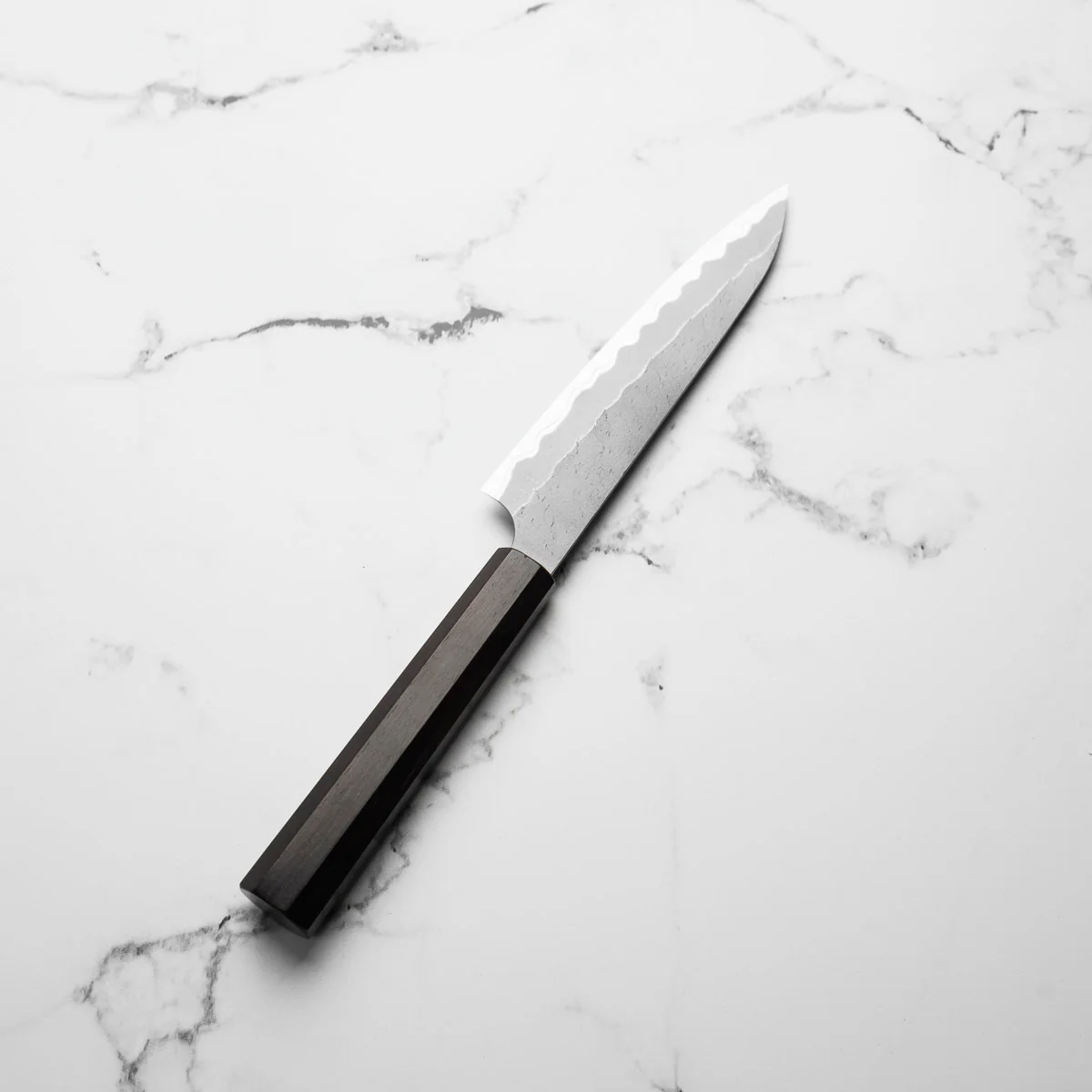 Nigara Hamono Blue Super Migaki Tsuchime Petty 150mm - Ebony - Image 6