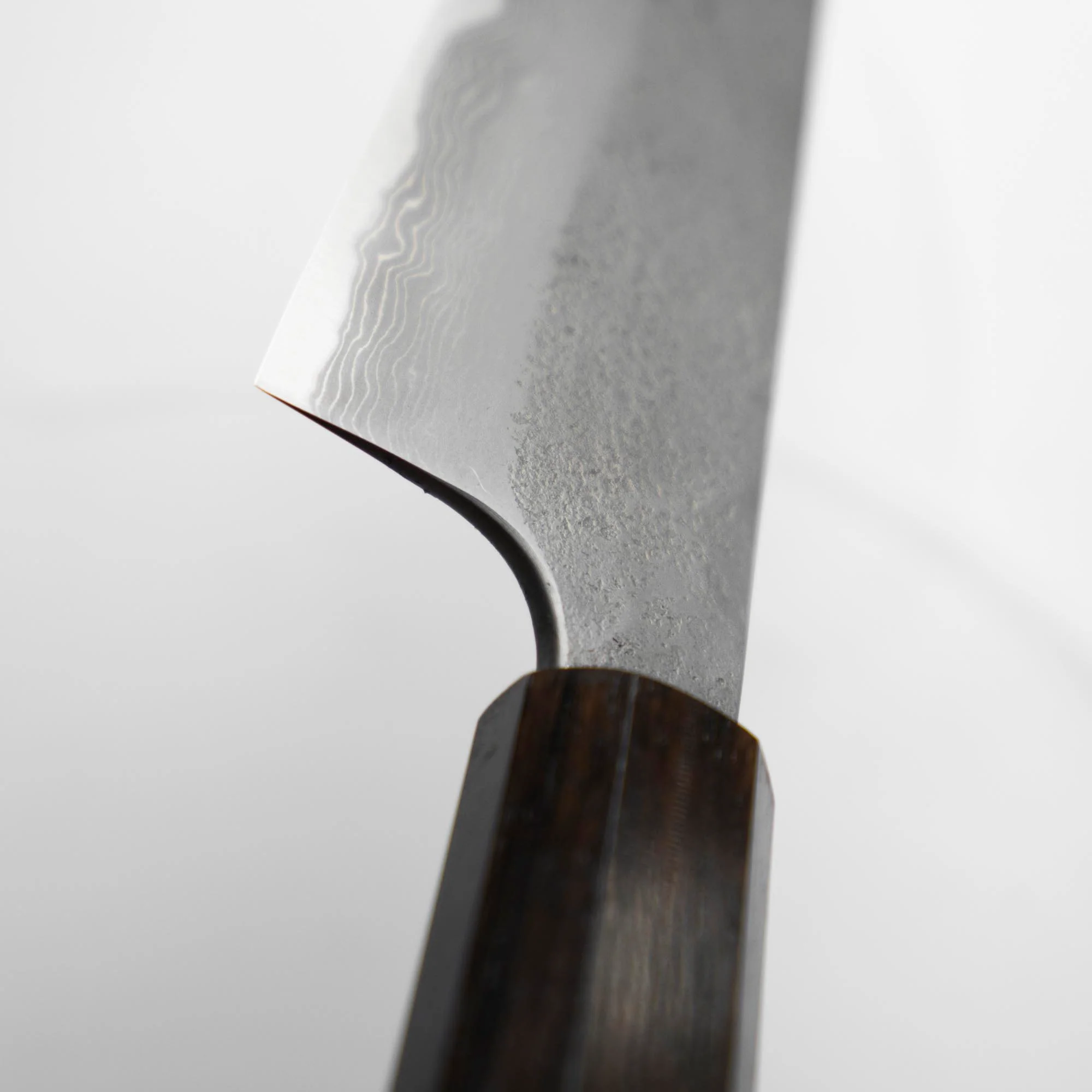 Nigara Hamono (Hatsukokoro) Blue 2 Nashiji Damascus Gyuto 240mm - Ebony - Image 7