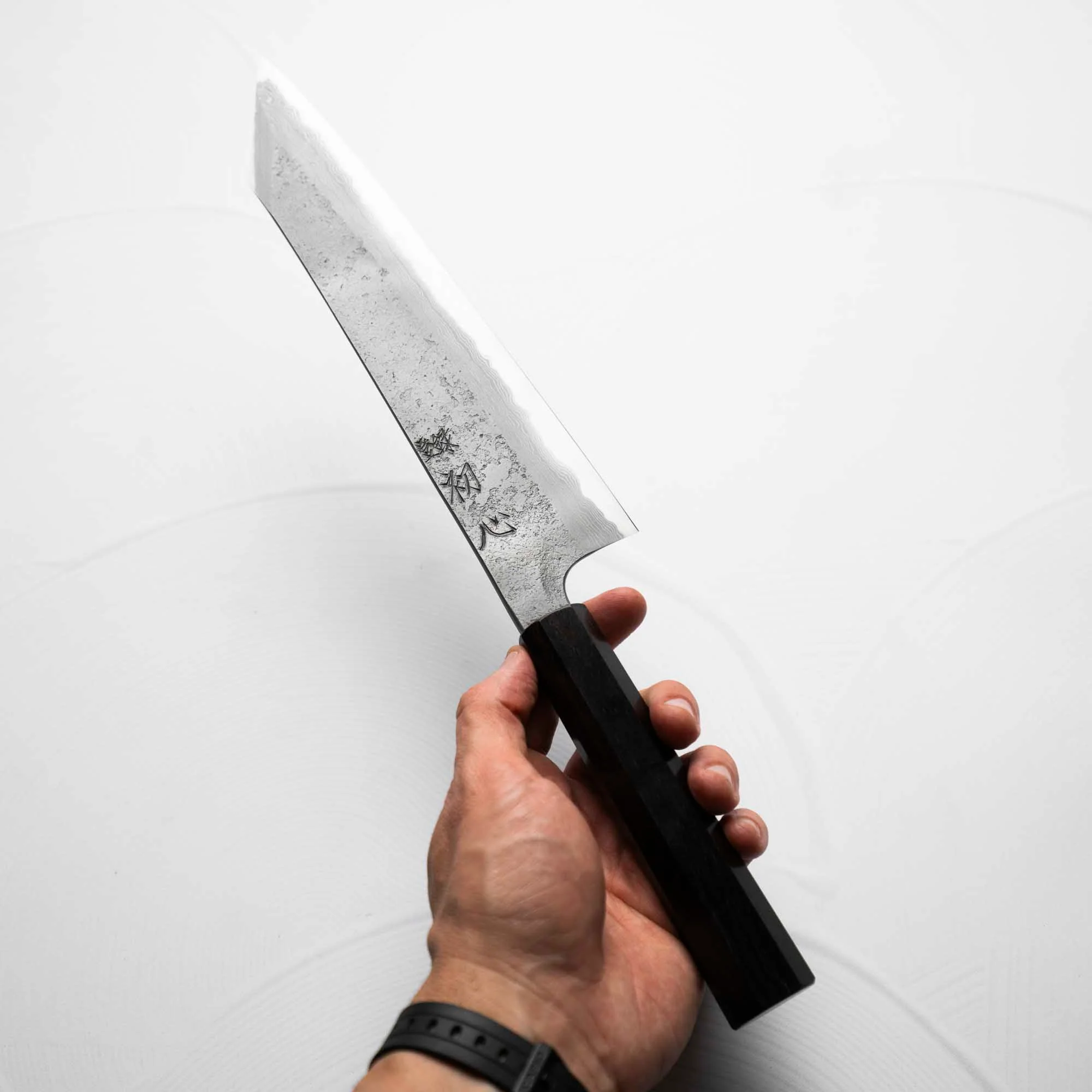 Nigara Hamono (Hatsukokoro) Blue 2 Nashiji Damascus Kiritsuke 240mm - Ebont - Image 6