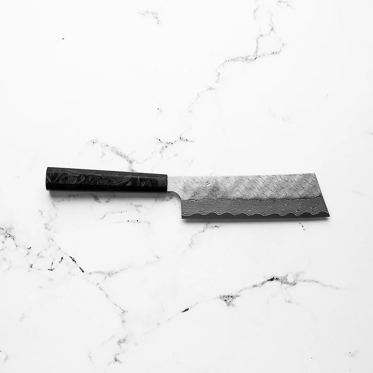 Nigara Hamono SG STRIX Kiritsuke Nakiri 165mm - Dark Carbon Fibre - Image 4