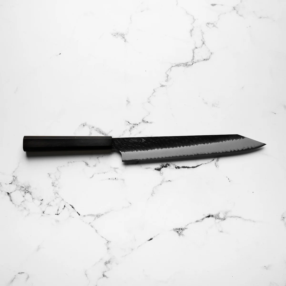 Nigara Hamono SG2 Kurouchi Tsuchime Kiritsuke Sujihiki 255mm - Ebony - Image 4