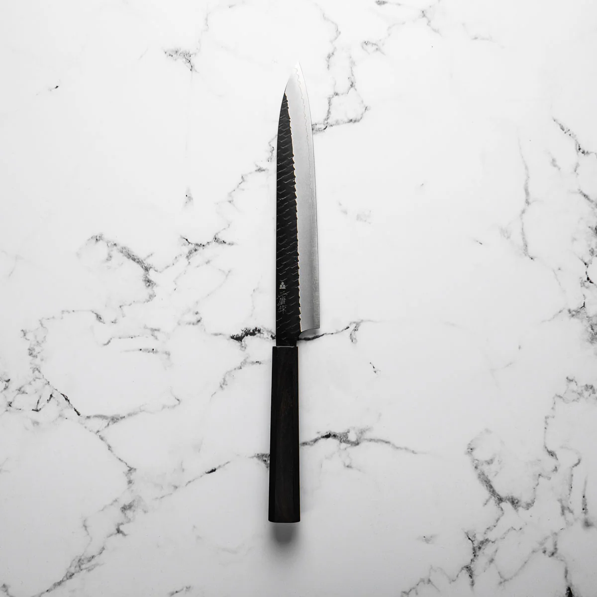 Nigara Hamono SG2 Kurouchi Tsuchime Sujihiki 240mm - Ebony - Image 3
