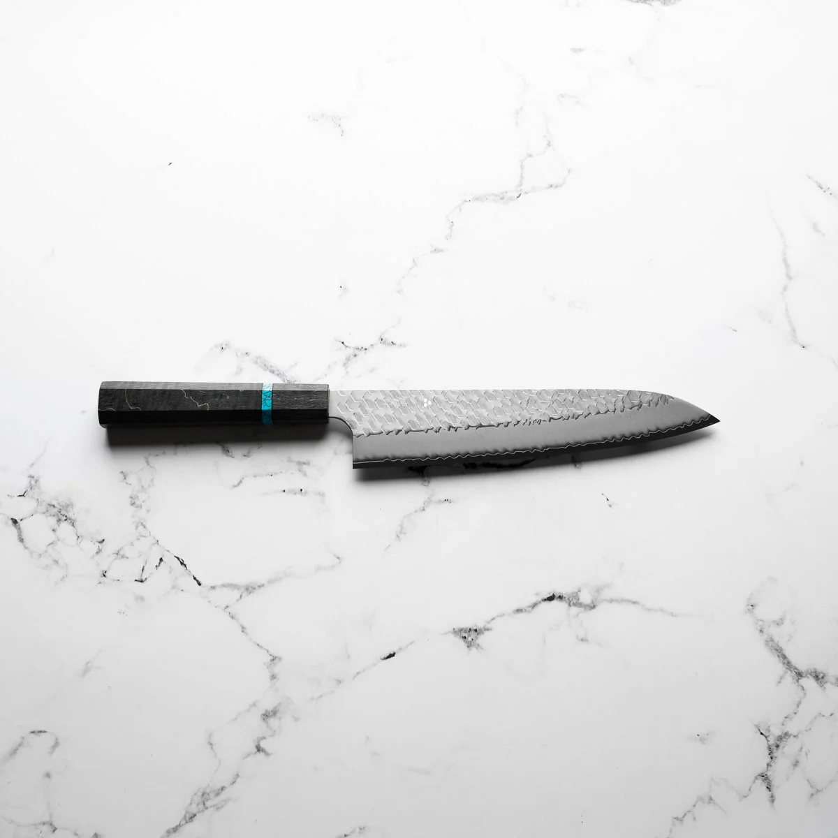 Nigara Hamono SG2 Migaki Tsuchime Gyuto 240mm - Maple Turquoise - Image 4