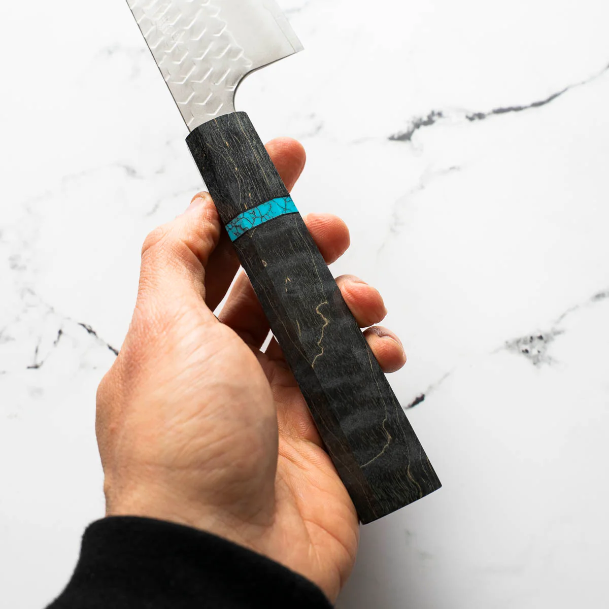Nigara Hamono SG2 Migaki Tsuchime Gyuto 240mm - Maple Turquoise - Image 8