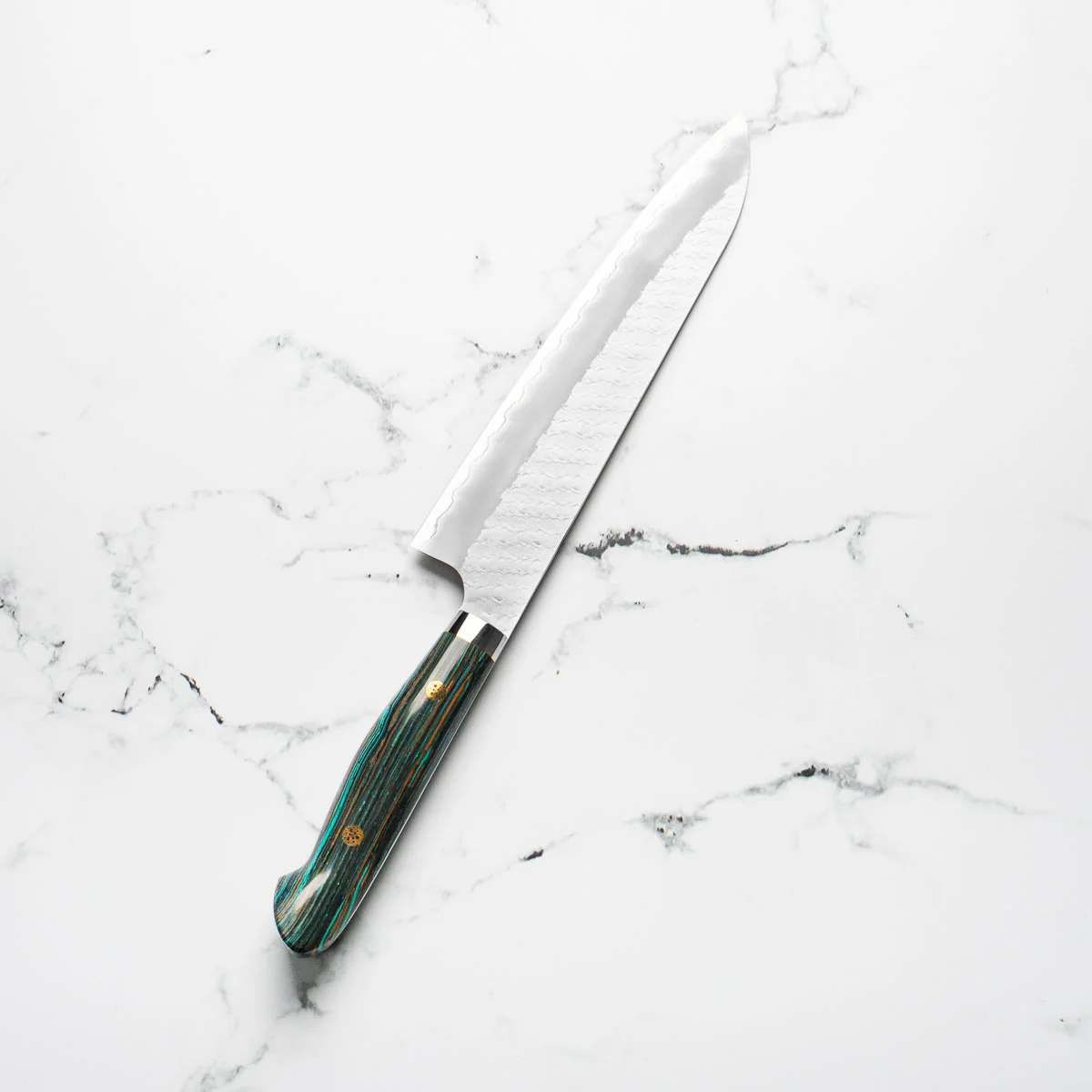 Nigara Hamono SG2 Migaki Tsuchime Gyuto 240mm - Turquoise - Image 2