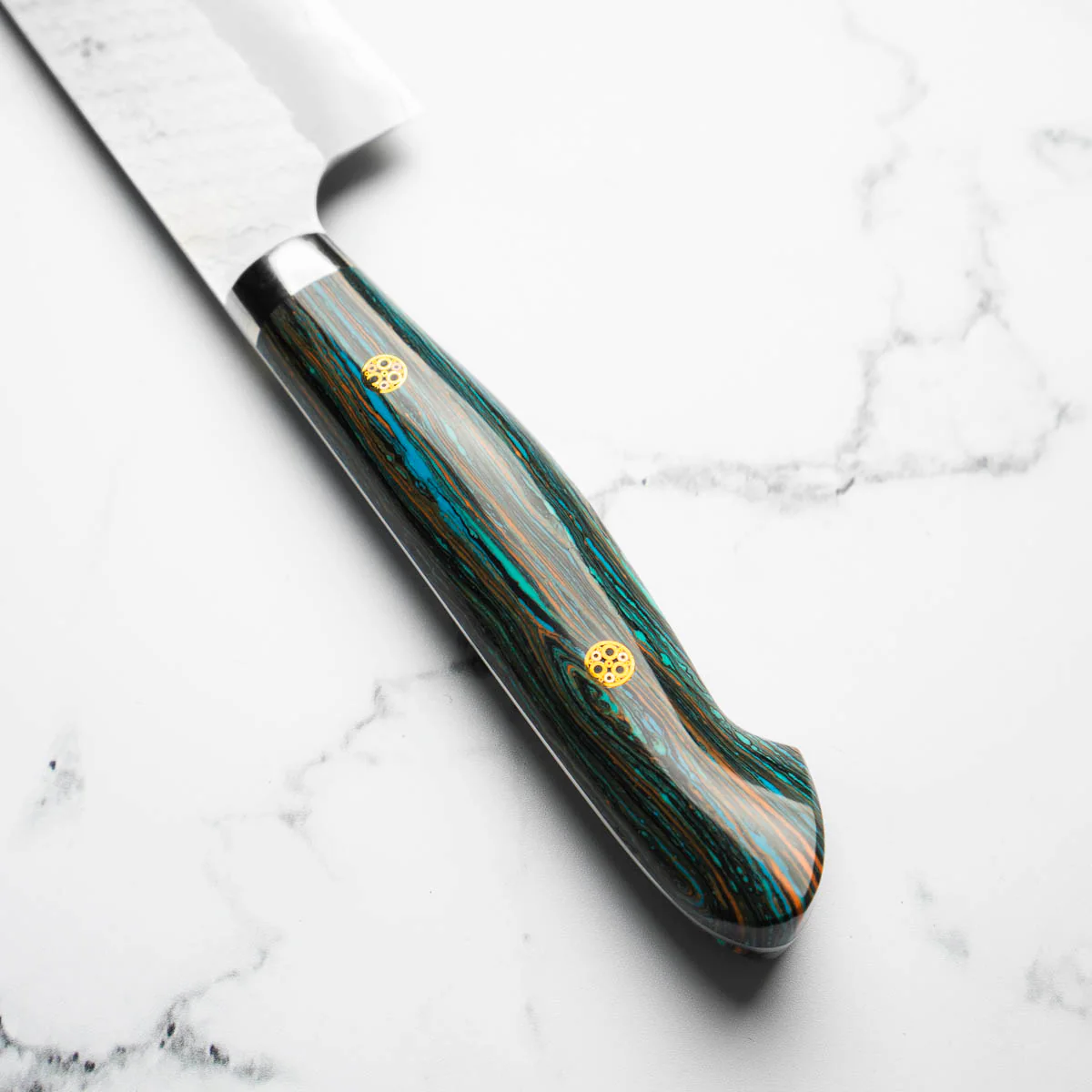 Nigara Hamono SG2 Migaki Tsuchime Gyuto 240mm - Turquoise - Image 3