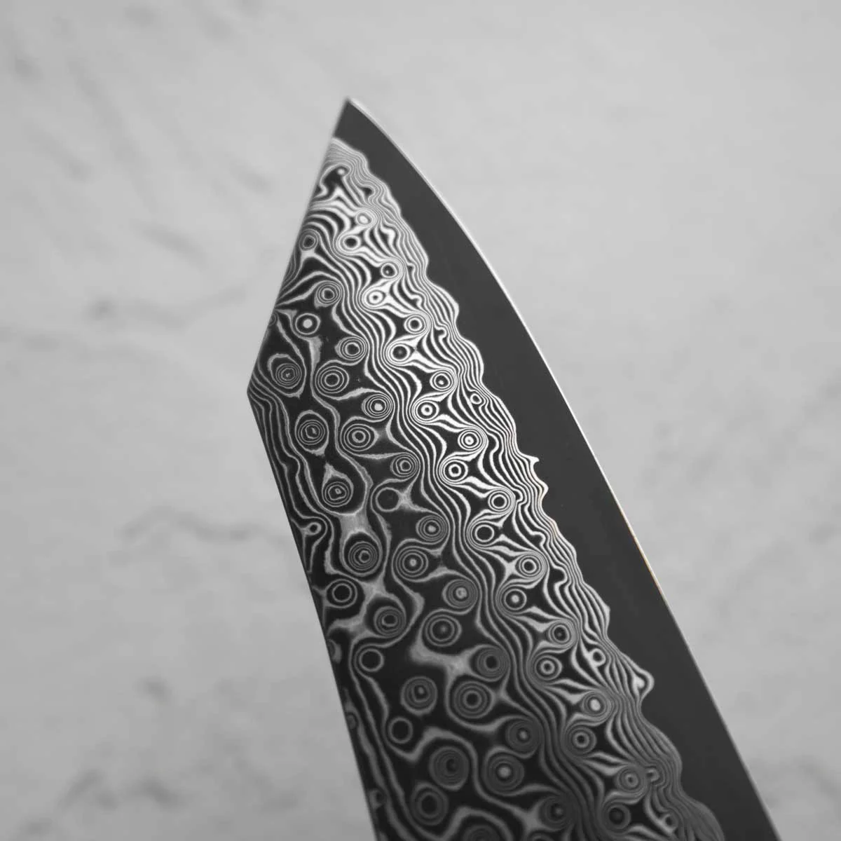 Nigara Hamono SG2 Raindrop Damascus Bunka 180mm - Ebony - Image 3