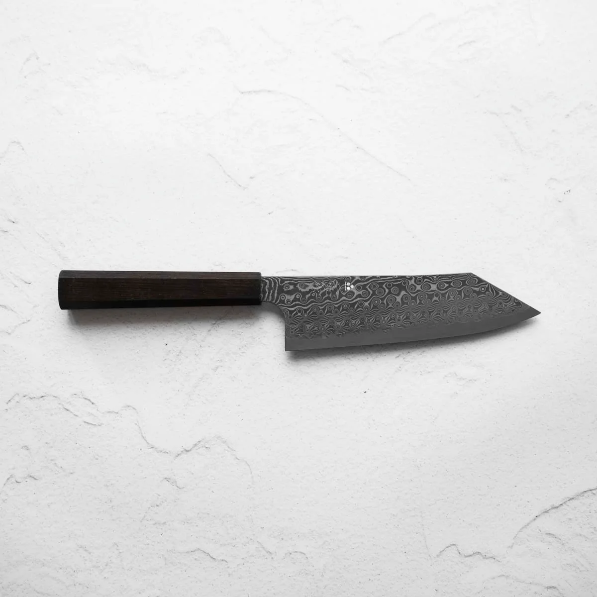 Nigara Hamono SG2 Raindrop Damascus Bunka 180mm - Ebony - Image 5