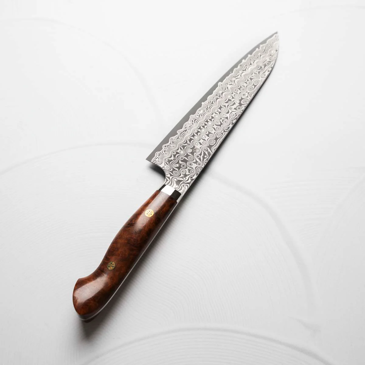Nigara Hamono SG2 Raindrop Damascus Gyuto 210mm - Burmese Rosewood - Image 6