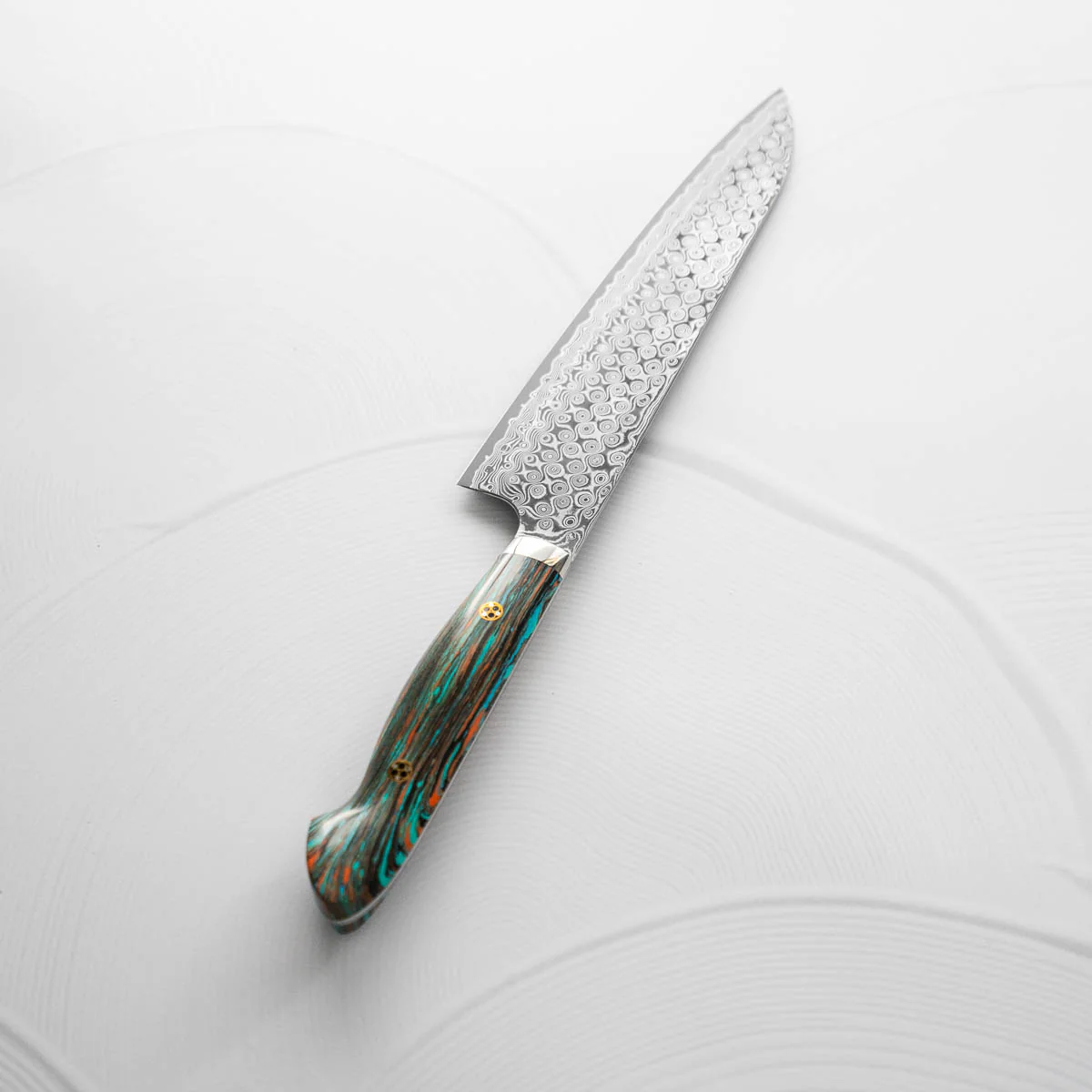Nigara Hamono SG2 Raindrop Damascus Gyuto 240mm - Turquoise - Image 10