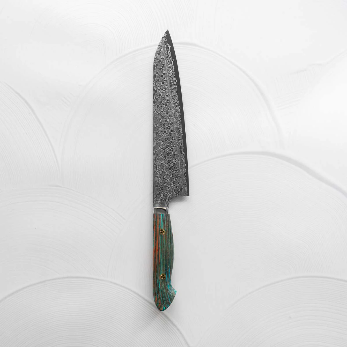 Nigara Hamono SG2 Raindrop Damascus Gyuto 240mm - Turquoise - Image 4