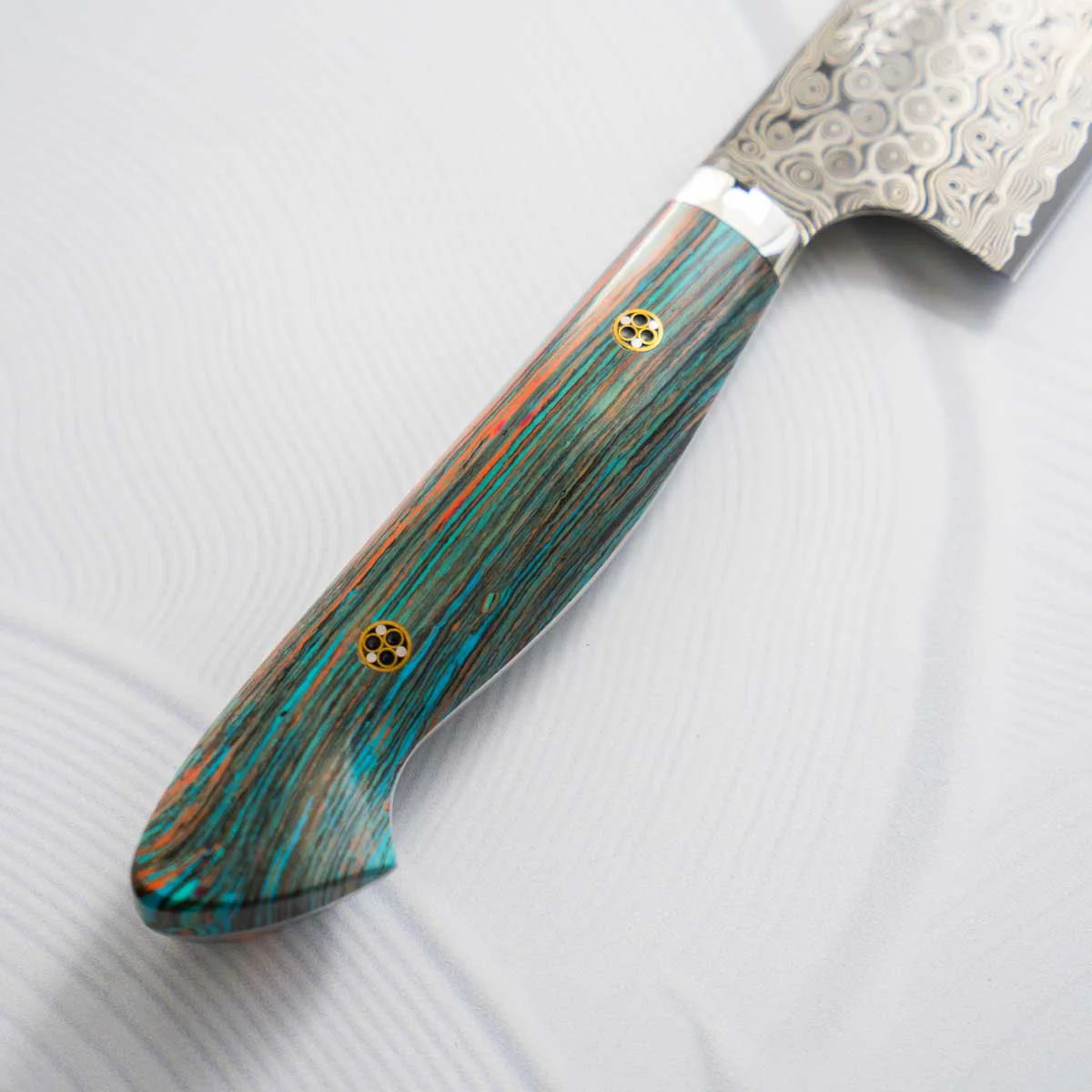 Nigara Hamono SG2 Raindrop Damascus Gyuto 240mm - Turquoise - Image 8