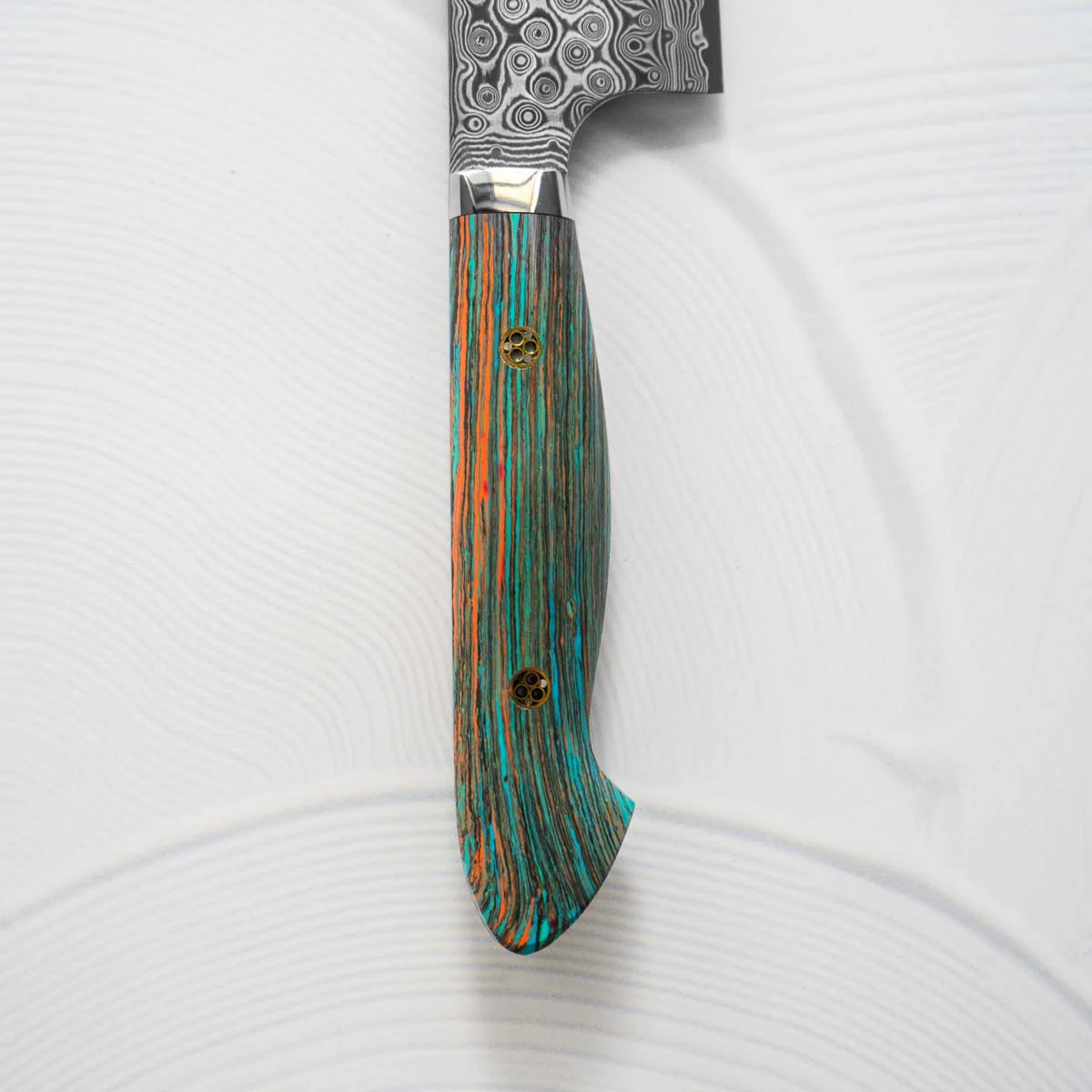 Nigara Hamono SG2 Raindrop Damascus Gyuto 240mm - Turquoise - Image 9