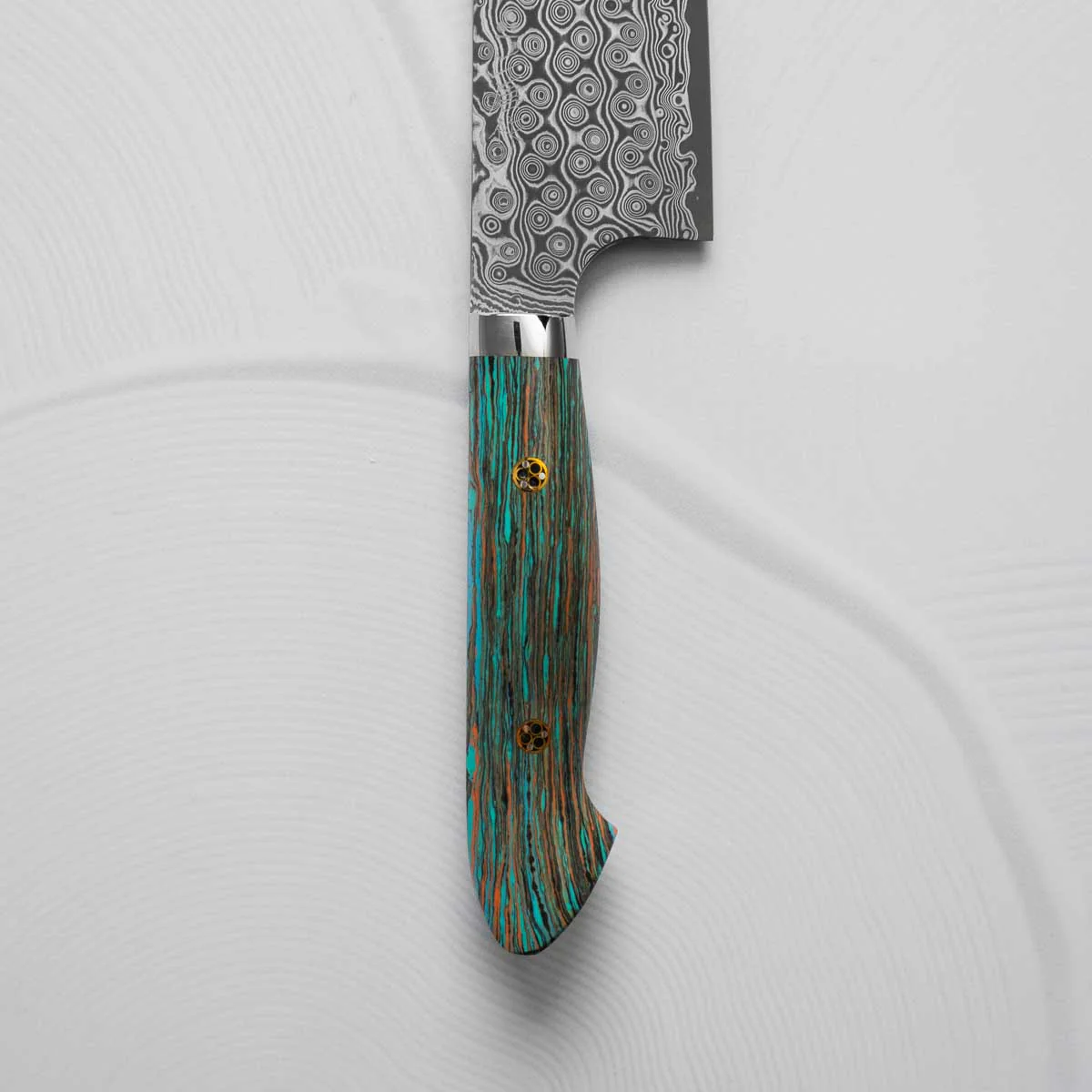 Nigara Hamono SG2 Raindrop Damascus Kiritsuke 210mm - Turquoise - Image 3