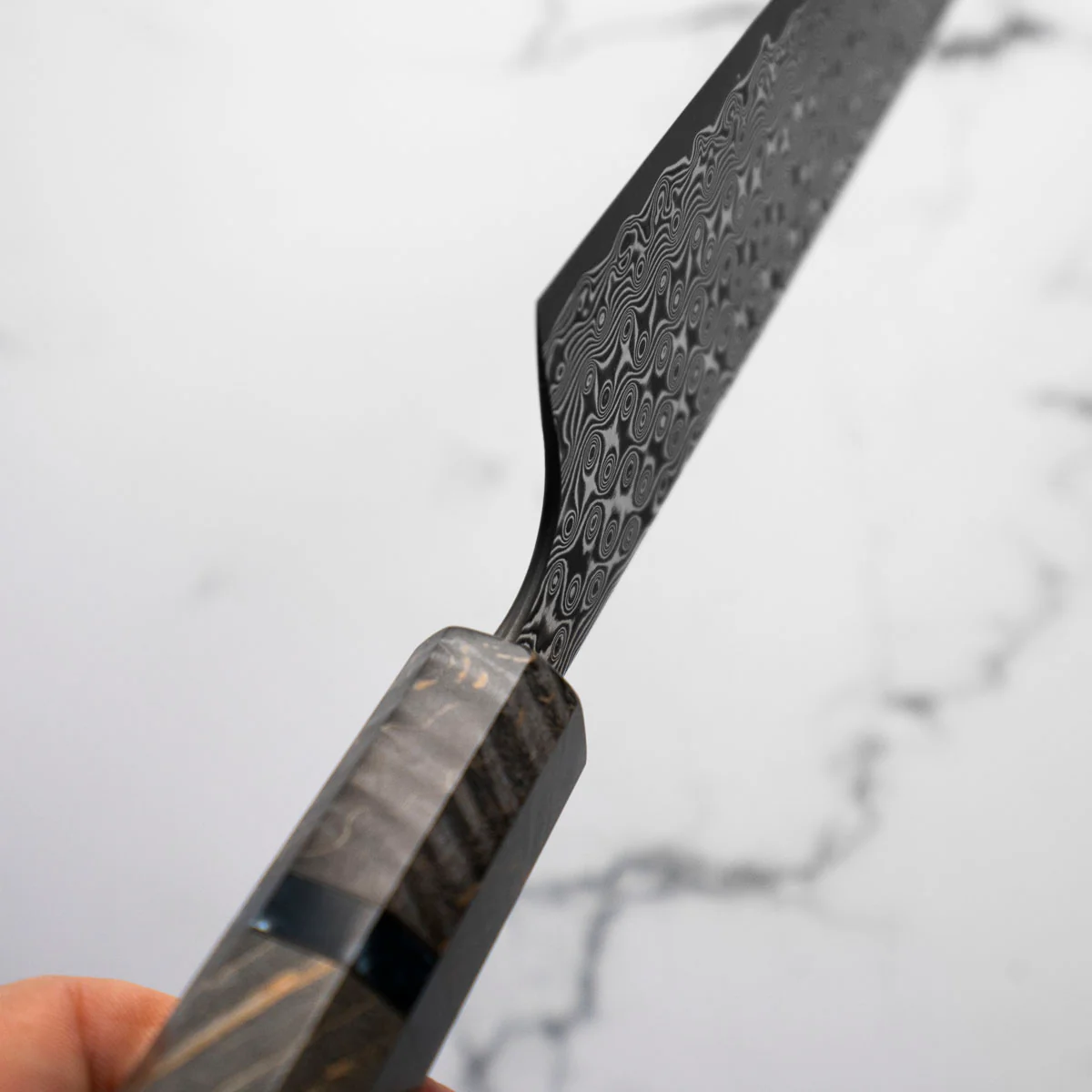 Nigara Hamono SG2 Raindrop Damascus Kiritsuke Gyuto 240mm - Image 9