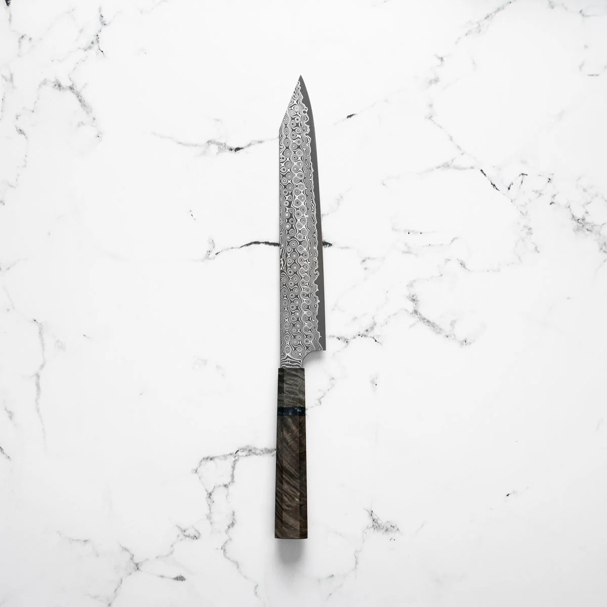 Nigara Hamono SG2 Raindrop Damascus Kiritsuke Sujihiki 255mm - Image 3