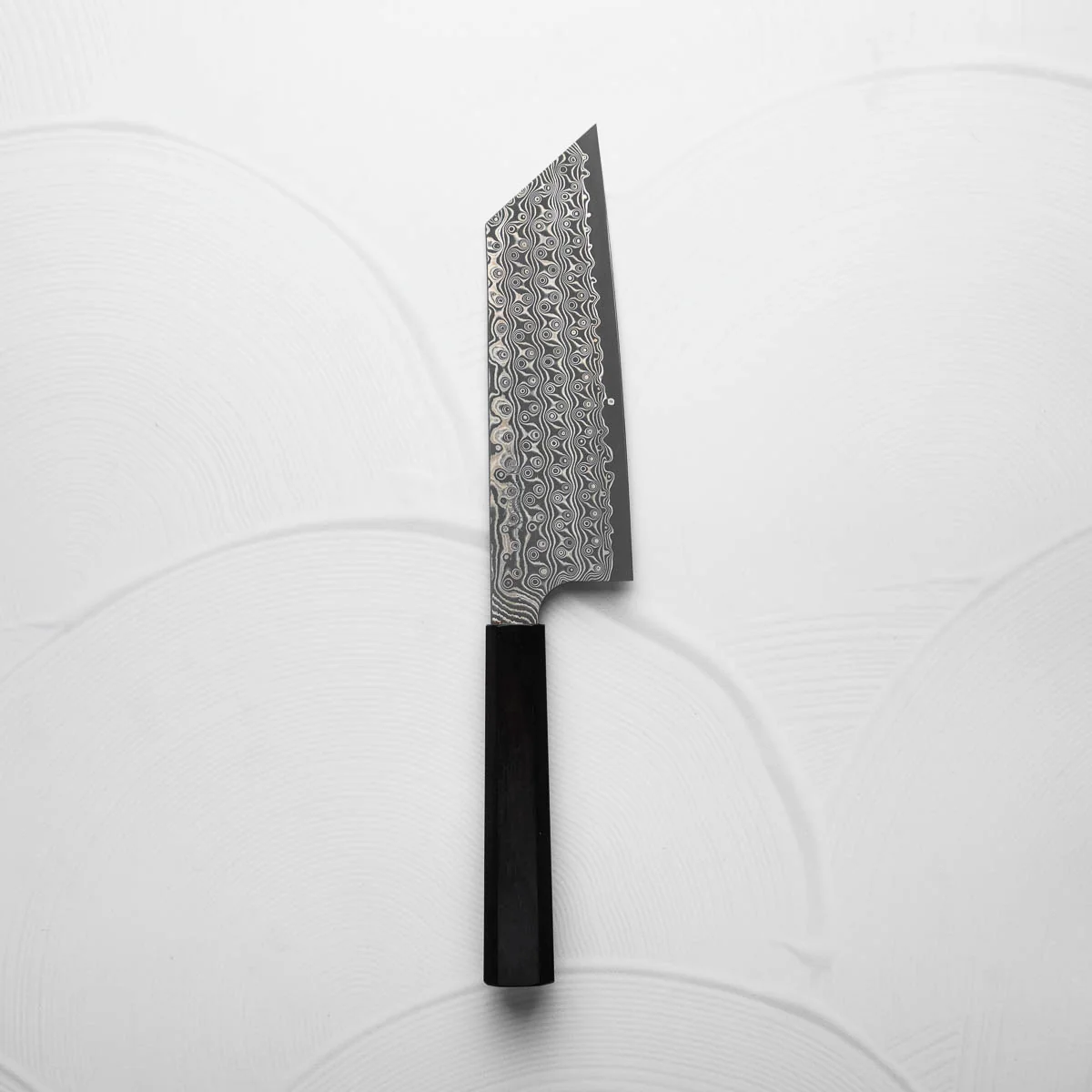 Nigara Hamono SG2 Raindrop Damascus Kiritsuke Nakiri 180mm - Ebony - Image 4