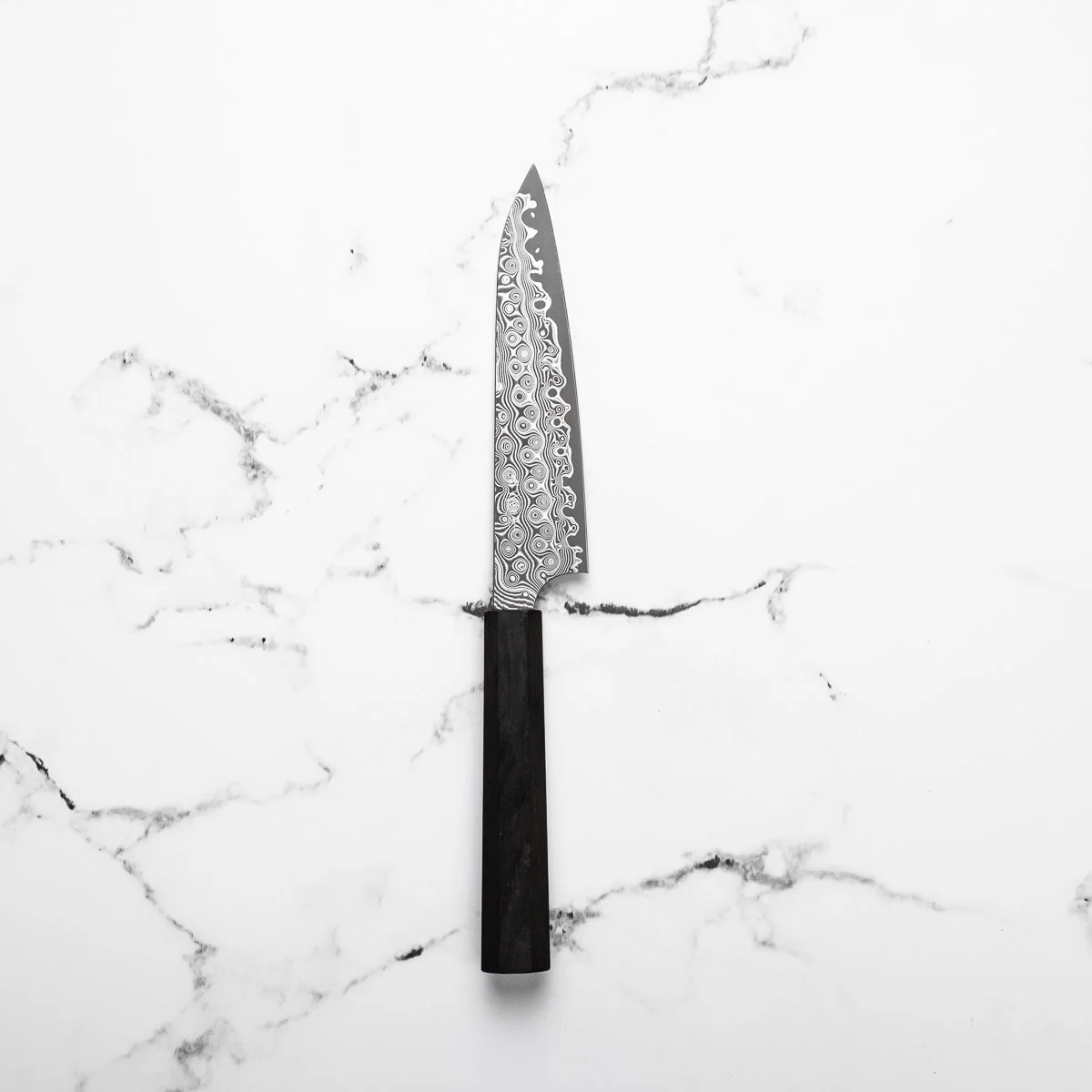 Nigara Hamono SG2 "Raindrop" Damascus Petty 150mm - Ebony - Image 4