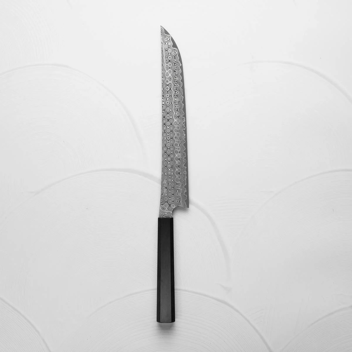 Nigara Hamono SG2 Raindrop Damascus Sakimaru Sujihiki 300mm - Ebony - Image 4