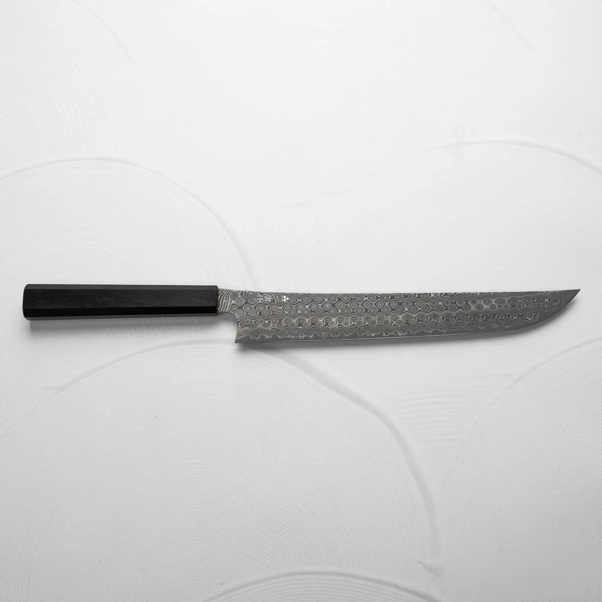 Nigara Hamono SG2 Raindrop Damascus Sakimaru Sujihiki 300mm - Ebony - Image 5